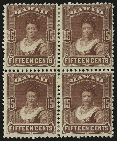 1882, 1c-15c Royal Portraits (37-41).> Blocks of four, original gum, h.r., top right 2c light diagonal crease, Fine-Very Fine, attractive complete set