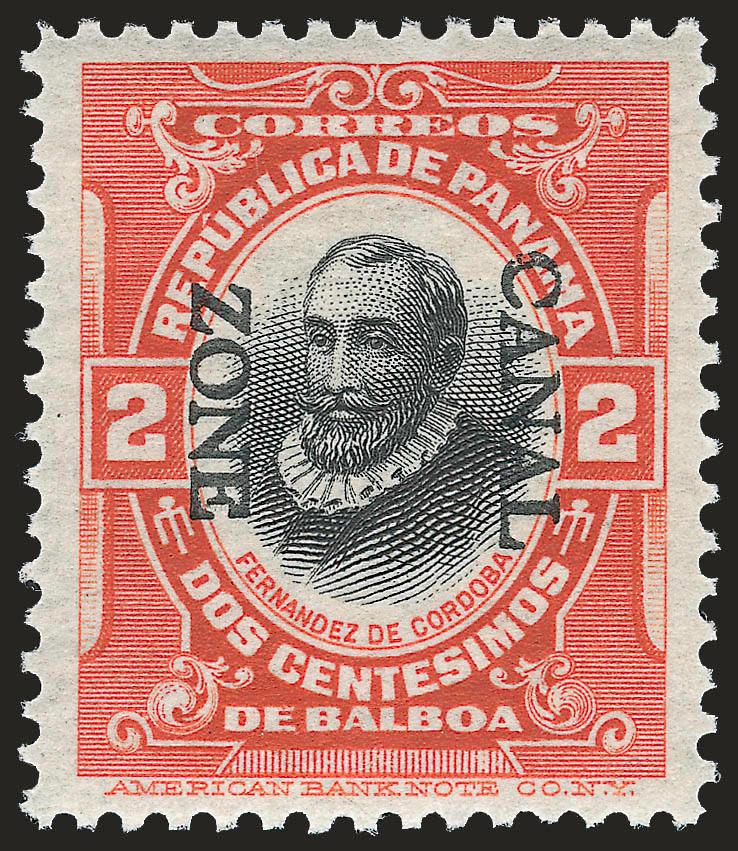 1912, 2c Vermilion & Black, Ovpt. Reading Down (39d).> Slightly tropicalized original gum, intense colors, Very Fine and choice