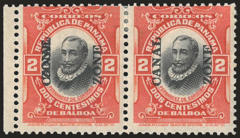 1920, 2c Orange Vermilion & Black, Zone Double (56f).> Left stamp in horizontal pair with normal, small selvage at left, lightly hinged, brilliant color, Very Fine, scarce, only 30 were printed