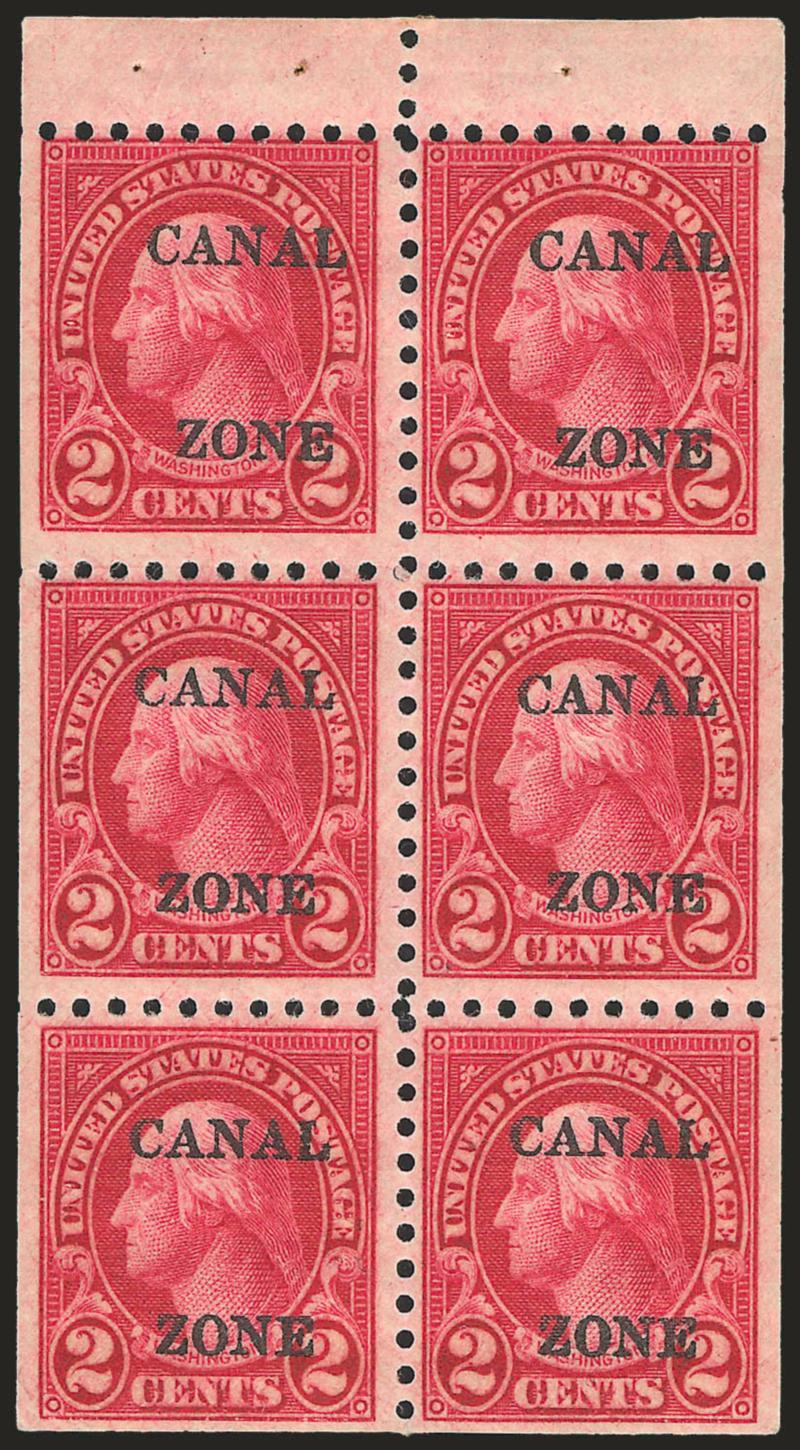 1926, 2c Carmine, Booklet Pane of Six (97b).> Lightly hinged, rich color, light diagonal gum bend, Very Fine, with 1988 P.F. certificate