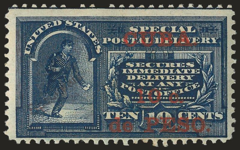 1899, 10c on 10c Blue, Special Delivery, Five Dots in Curved Frame Above Messengers Head, Specimen Ovpt. (E1aSa).> H.r., rich color, light purple Specimen overprint at left, Fine