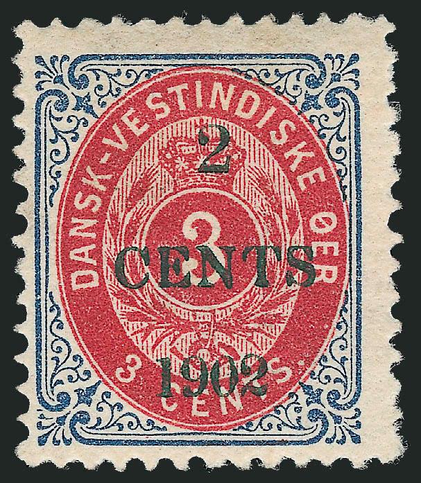 1902, 2c on 3c Blue & Lake, Inverted Frame, Dark Green Surcharge (24d).> Original gum, h.r., brilliant colors on crisp paper, Fine, scarce example of this variety and seldom offered