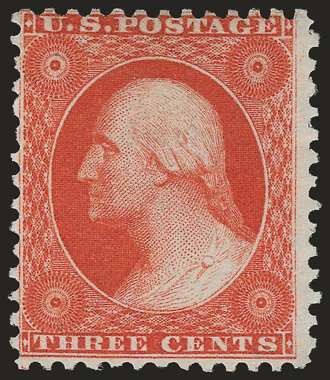 3c Scarlet, Reprint (41).> Without gum as issued, vibrant color as fresh as the day it was printed, fresh and Fine, only 479 were sold, with 2007 P.S.E. certificate
