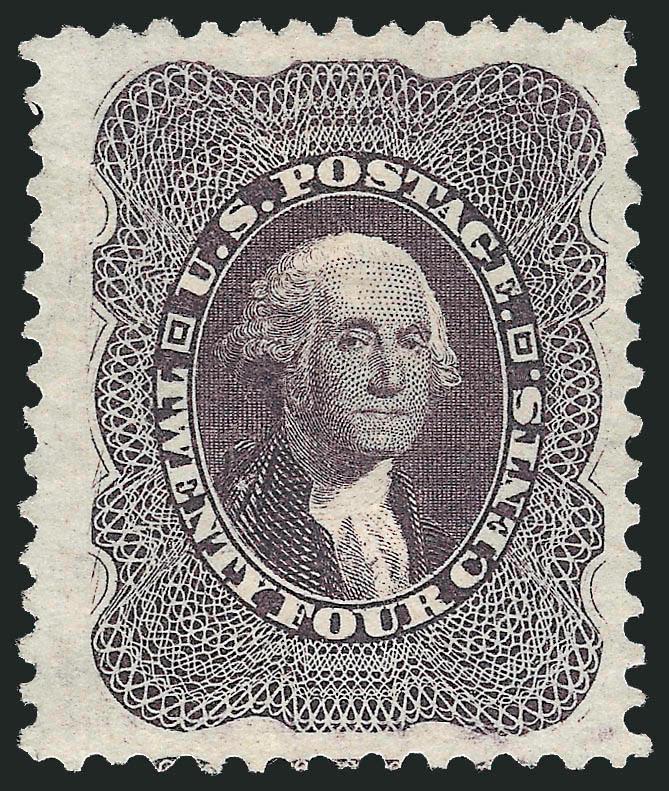 24c Blackish Violet, Reprint (45).> Without gum as issued, incredibly wide margins and well-centered, deep rich color on crisp paper, small faults, Very Fine appearance, only 479 issued