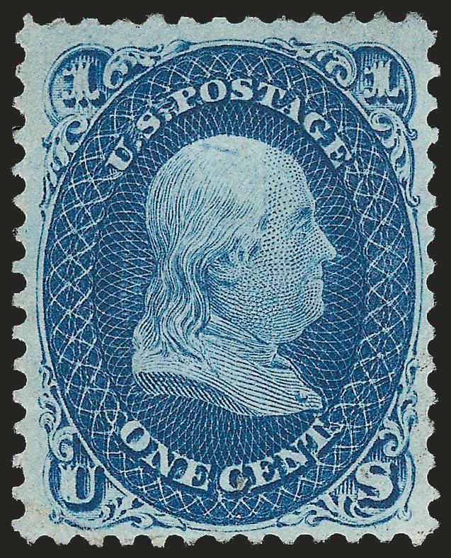 1c Dark Blue (63b).> Unused (no gum), attractively centered with remarkable deep rich color, sharp impression, tiny natural inclusion in C of Cent, Very Fine, with 2008 P.S.E. certificate