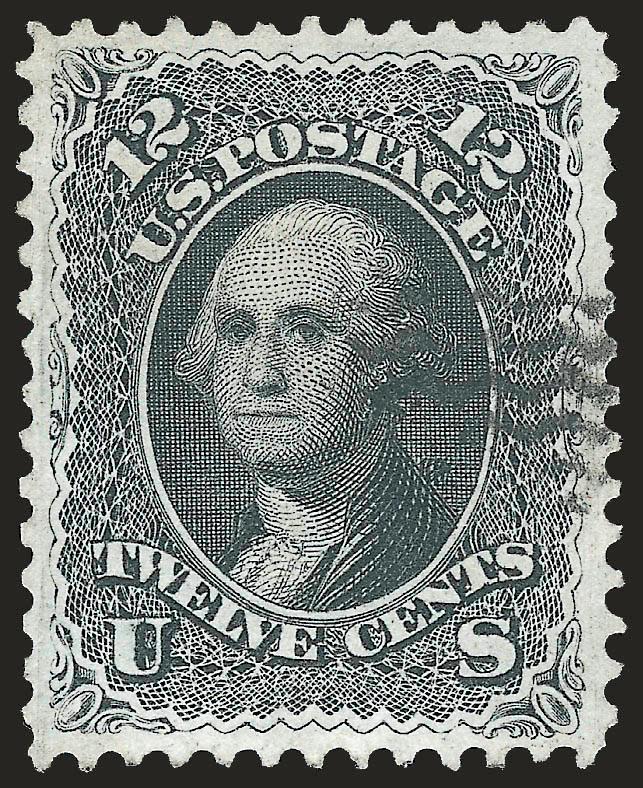 12c Black (69).> Crisp shade and impression, well-balanced margins, neat strike of an unusual cancel at right, fresh and Extremely Fine, with 2008 P.S.E. certificate (XF 90 SMQ $350.00)