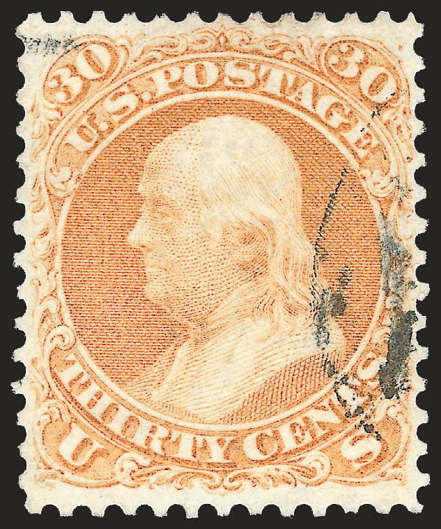 30c Orange (71).> Brilliant color, neat strike of face-free cancel, well-proportioned margins, Extremely Fine, with 1995 and 2004 P.F. certificates