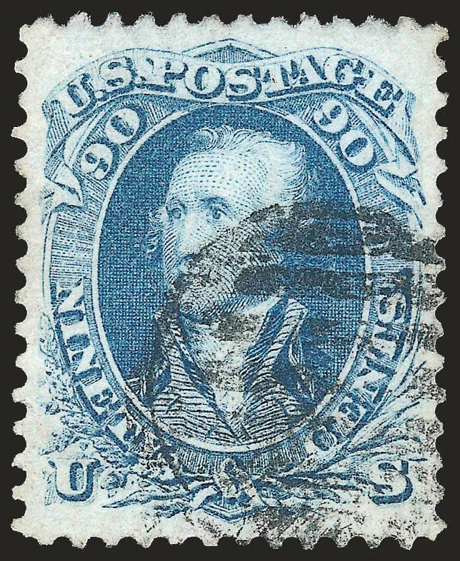 90c Pale Blue (72a).> Exceptionally wide margins and beautifully centered, attractive pastel color, neat grid cancel, Extremely Fine, with 2009 P.F. certificate (XF 90 SMQ $1,450.00)