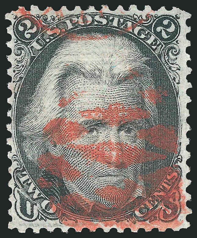 2c Black, Z. Grill (85B).> Clearly defined grill, intense shade and impression nicely complemented by <red> grid cancel and matching partial circular datestamp, Very Fine and choice, a beautiful stamp, with
1983 and 2004 P.F. and 2006 P.S.E. certific