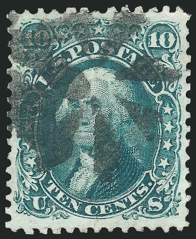 10c Green, E. Grill (89).> Well-centered with extra wide margins at top and bottom, bold strike of rosette cancel, Extremely Fine, with 2008 P.S.E. certificate (XF 90 SMQ $820.00)