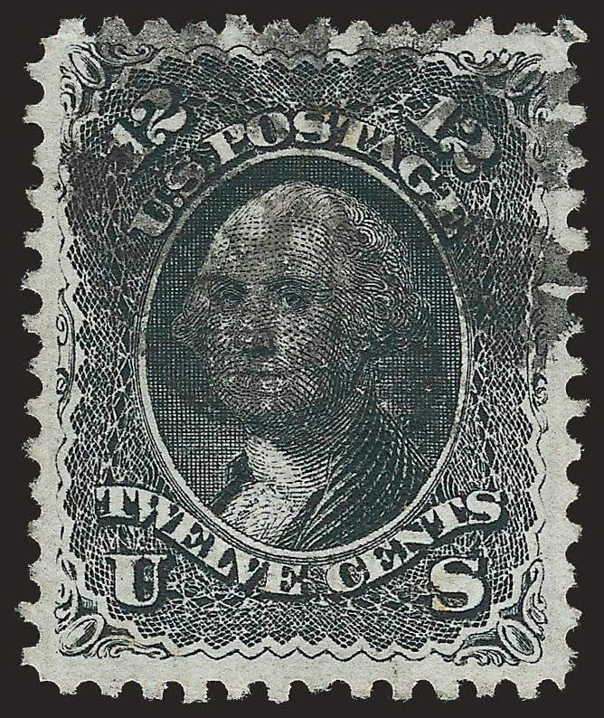 12c Black, E. Grill (90).> Wide margins and almost perfectly centered, segmented cork cancel, Extremely Fine, with 2007 P.S.E. certificate (XF 90 SMQ $1,000.00)
