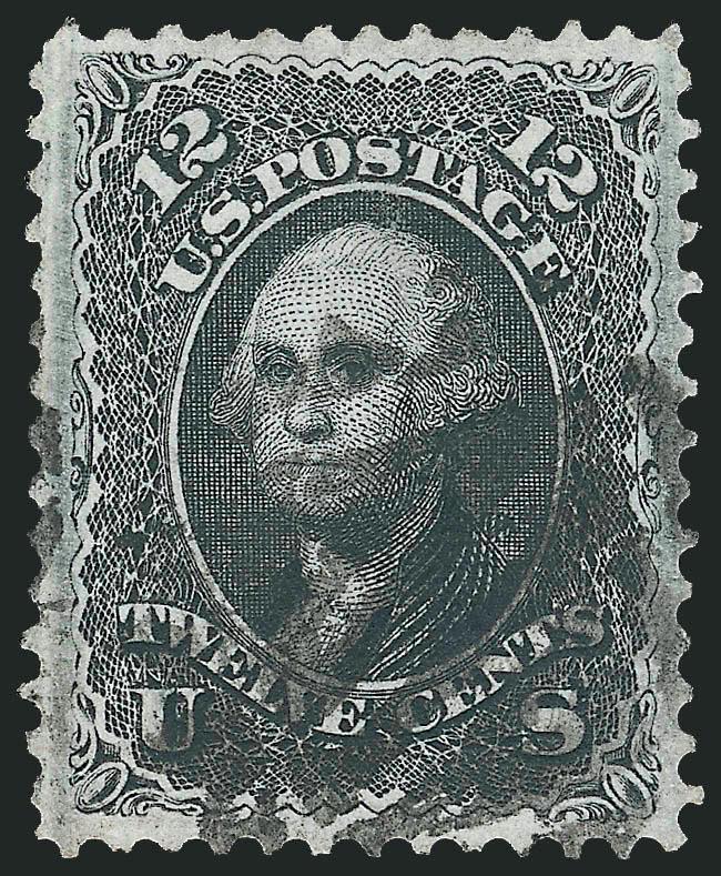 12c Black, F. Grill (97).> Nearly perfect centering with wide balanced margins, detailed impression, bold cork cancel, Extremely Fine, with 2001 P.F. and 2008 P.S.E. certificates (XF 90 SMQ $750.00)