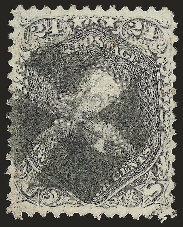 24c Gray Lilac, F. Grill (99).> Remarkably well-centered, strong color and bold quartered cork cancel, tiny toned spots top right and bottom left, otherwise Extremely Fine, with 2006 P.F. certificate which
mentions the toning spots, which in our opin