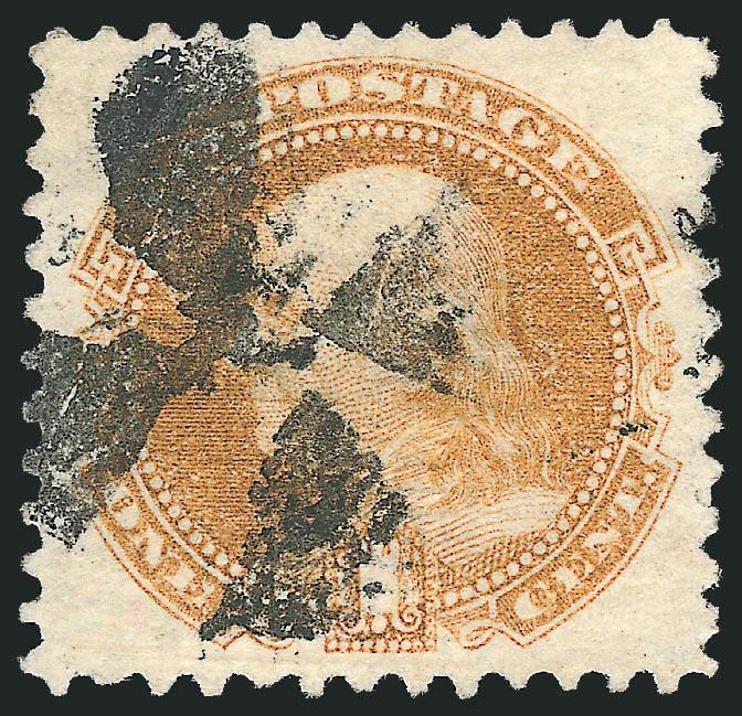 1c Buff (112).> Choice centering, pretty pastel color, quartered cork cancel, fresh and Extremely Fine, with 2002 P.S.E. certificate (XF 90: SMQ $450.00)
