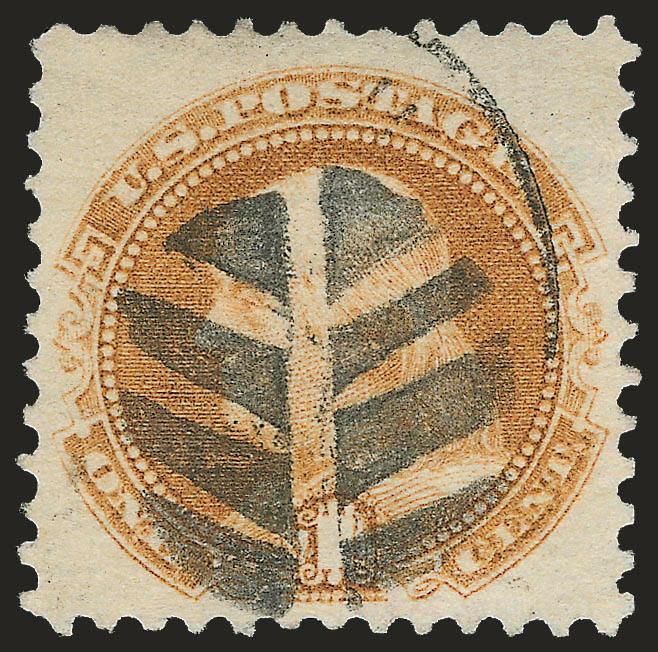 1c Buff (112).> Pretty shade, bold strike of <leaf> cancel, Very Fine, with 2005 P.F. certificate