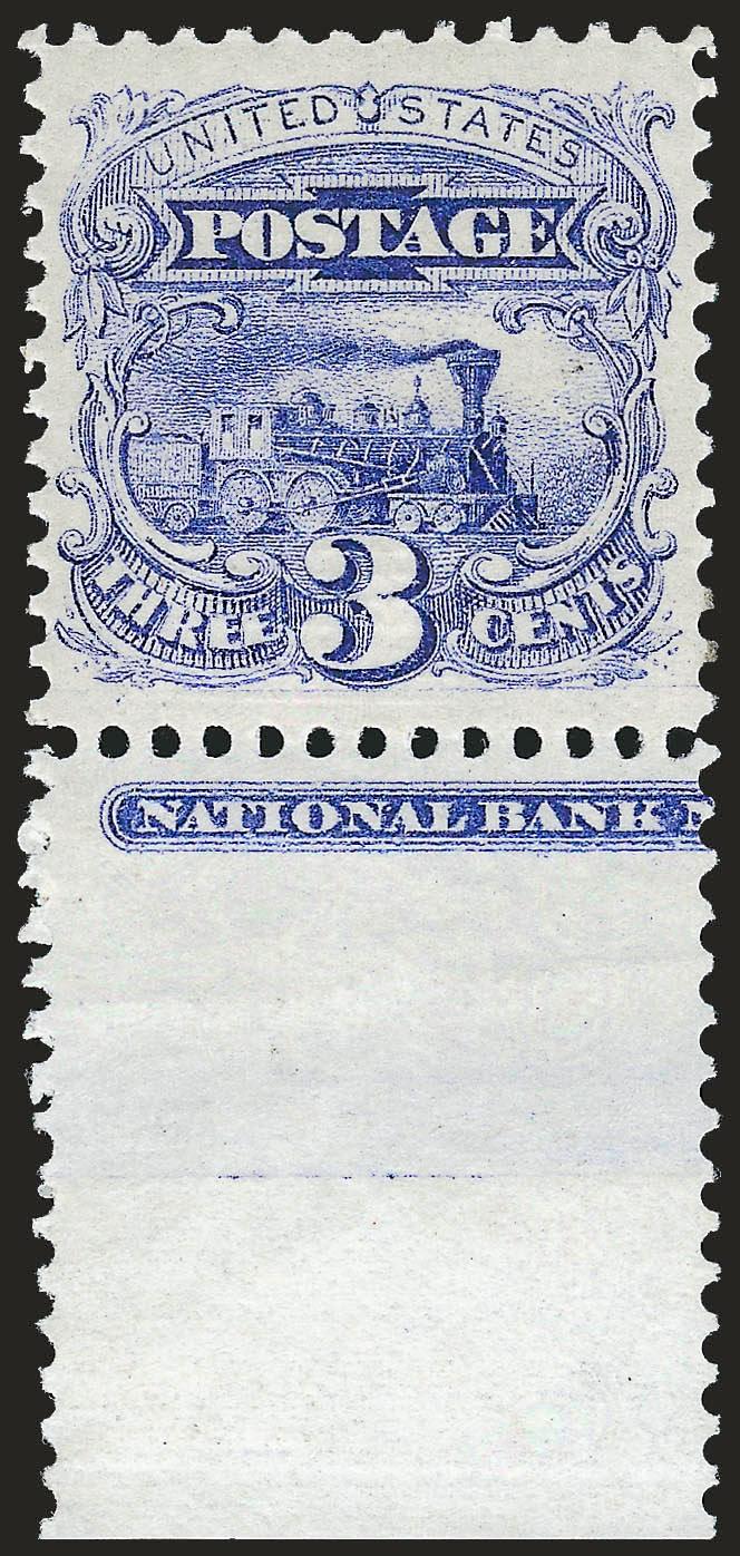 3c Ultramarine (114).> Original gum, lightly hinged, <part imprint at bottom> with unusually wide selvage, brilliant color on bright paper, fresh and Extremely Fine