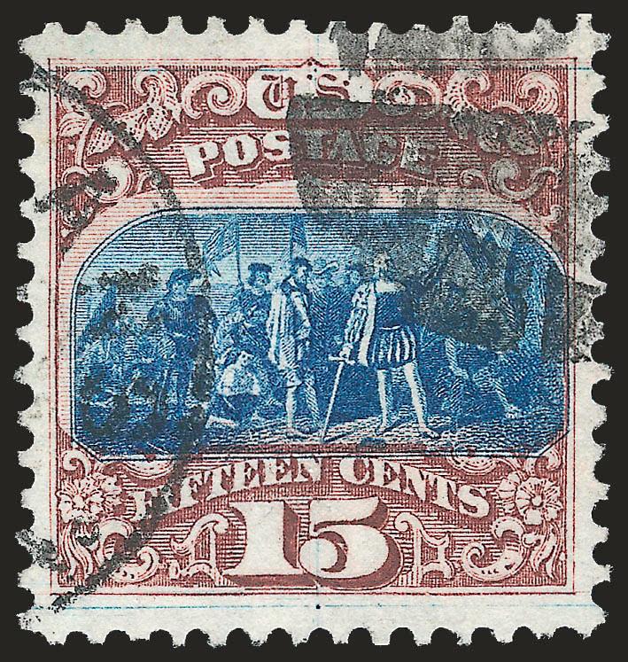 15c Brown & Blue, Ty. I (118).> Bright colors and crisp impressions, neat strike of New Orleans circular datestamp and cork cancel, wide and balanced margins, Extremely Fine, a beautiful stamp, with 2006 P.F.
certificate (XF 90)