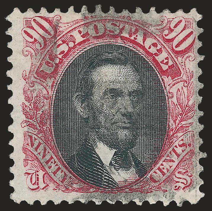 90c Carmine & Black (122).> Attractively centered, rich colors, cork cancel, light crease, Very Fine appearance