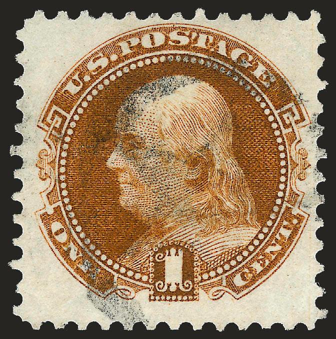 1c Buff, Re-Issue (123).> Choice centering, rich color, light strike of <Star in circle> fancy cancel, Very Fine and choice