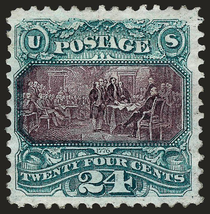 24c Green & Violet, Re-Issue (130).> Part original gum, rich colors, Fine, with 1985 P.F. certificate