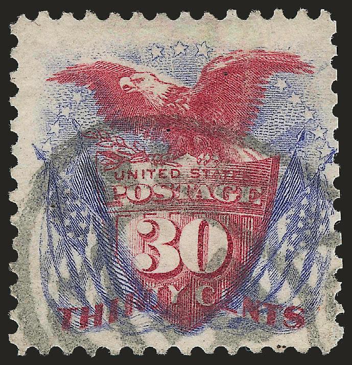 30c Blue & Carmine, Re-Issue (131).> Lovely bright colors, oval registry cancel, reperfed at right, Fine appearance
