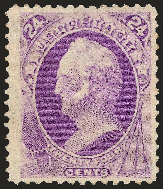 24c Purple (153).> Part original gum, rich color, unusually wide margins, Very Fine, with 1998 P.S.E. certificate, Scott Retail as with original gum