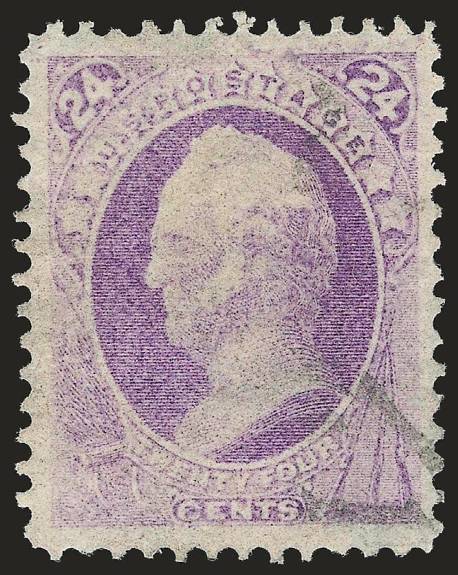 24c Purple (153).> Attractively centered with wide margins, light face-free cancel on crisp paper, Extremely Fine, with 2004 A.P.S. and 2007 P.S.E. certificates (VF-XF 85 SMQ $210.00)