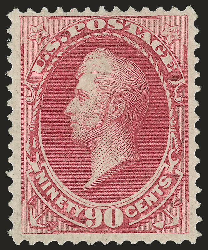 90c Carmine (155).> Original gum, beautiful rich color and detailed impression, choice centering, expertly reperfed at bottom, Extremely Fine appearance, scarce with original gum and choice centering, with 2001
(not mentioning reperf) and 2009 P.F. c