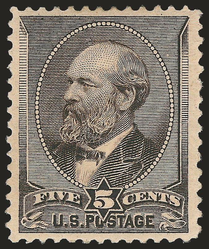 5c Yellow Brown (205).> Original gum, lightly hinged, fresh, nicely centered, Very Fine and choice, with 2008 P.S.E. certificate (OGph, VF-XF 85 SMQ $390.00)
