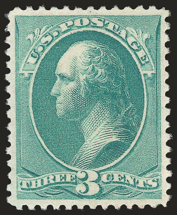 3c Blue Green (207).> Original gum, faintly hinged if at all, essentially perfectly balanced margins, fresh, bright color, Extremely Fine Gem, with 2008 P.S.E. certificate (OGph, XF-Superb 95 SMQ
$320.00)