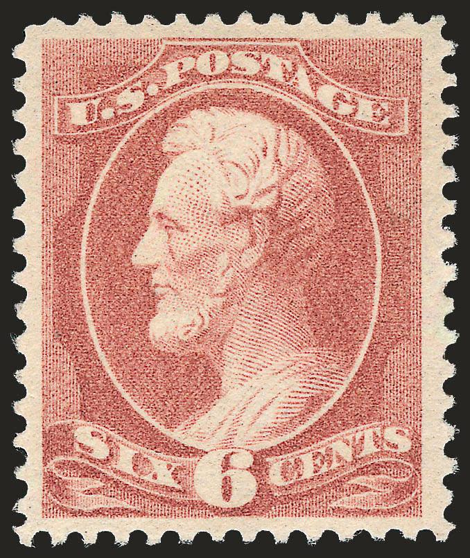 6c Deep Brown Red (208a).> Original gum, faintly hinged, wide margins and handsomely centered, strong pastel color, Very Fine and choice, with 2009 P.S.E. certificate (OGph, VF-XF 85 SMQ $730.00)