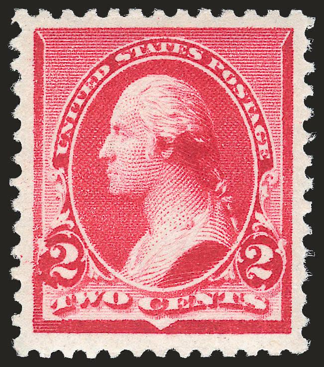 2c Carmine (220).> Mint N.H., wide margins of near Jumbo proportions, crisp color on bright paper, Extremely Fine, with 1999 P.F. certificate