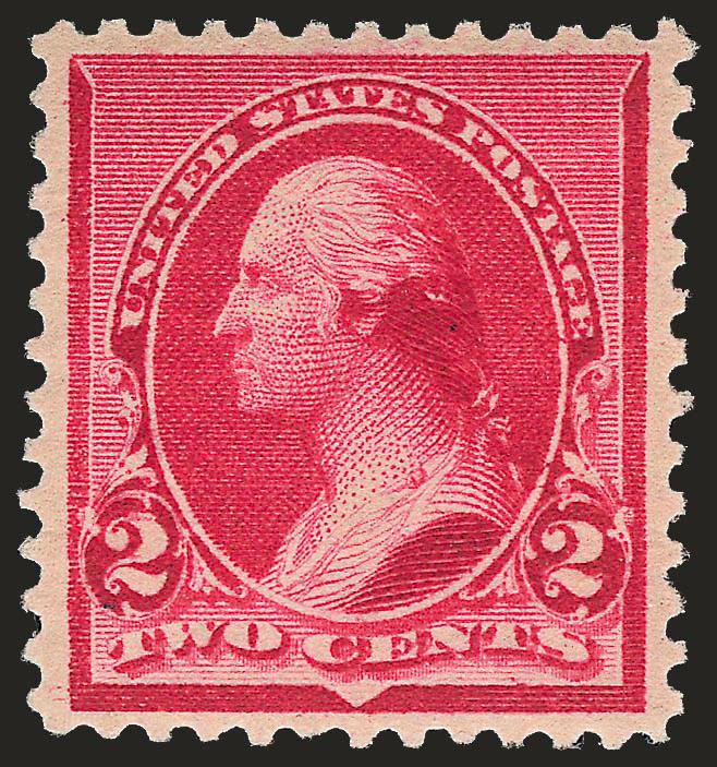 2c Carmine, Cap on Left 2 (220a).> Mint N.H., attractive margins and centering, vivid color, Very Fine and choice, with 2004 P.S.E. certificate for horizontal block of six (pos. 4)