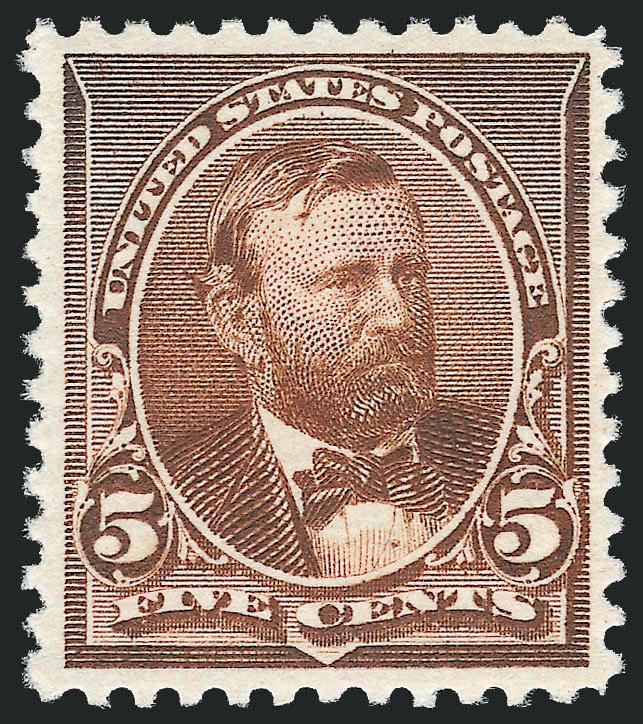 5c Chocolate (223).> Mint N.H., fresh, lovely color, Very Fine and choice, with 2003 P.S.E. and 2004 P.F. certificates