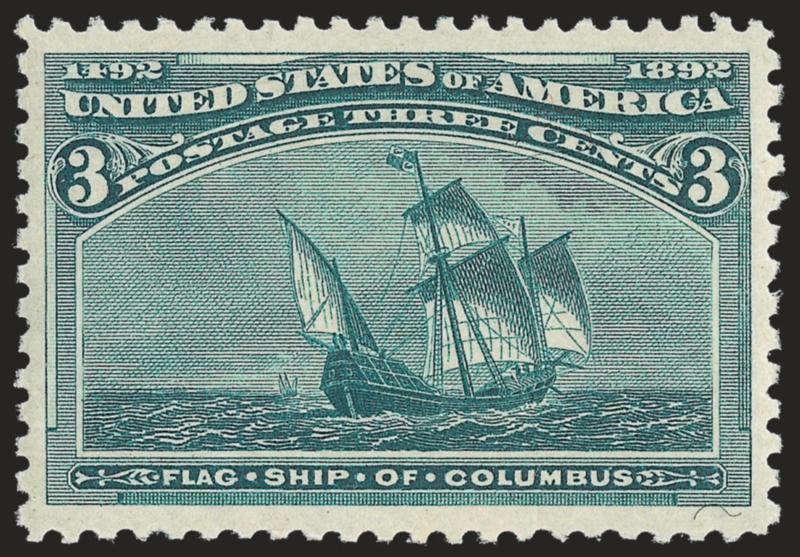 3c Columbian (232).> Mint N.H., beautiful color, proof-like impression, choice centering with wide and balanced margins, fresh and Extremely Fine, with 2002 and 2008 P.F. certificates (XF-Superb 95)
