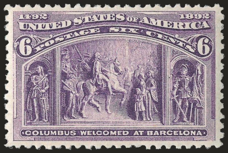 6c Columbian (235).> Mint N.H., intense shade, well-proportioned margins, proof-like impression, fresh and Extremely Fine, with 2004 P.F. certificate