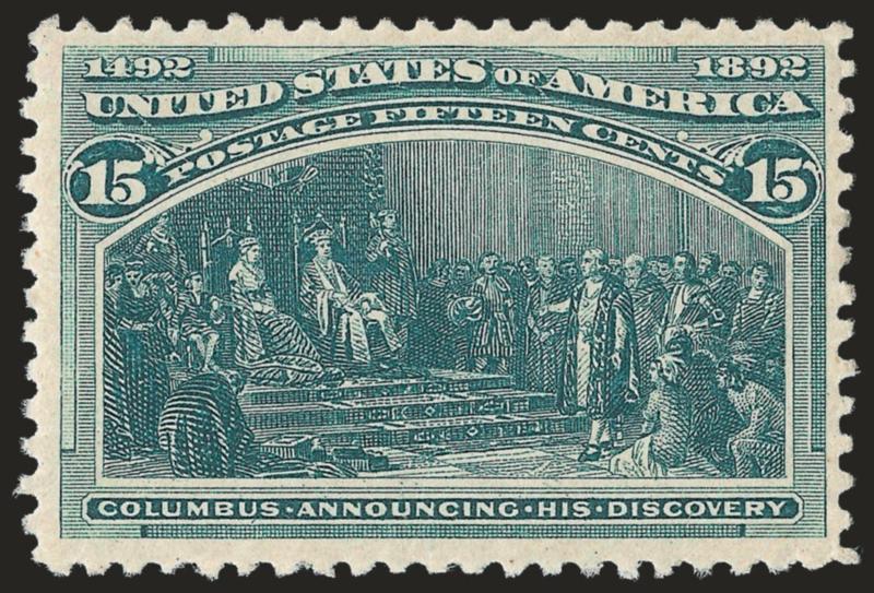 15c Columbian (238).> Mint N.H., fresh, rich color and detailed impression, Very Fine, with 2009 P.S.E. certificate