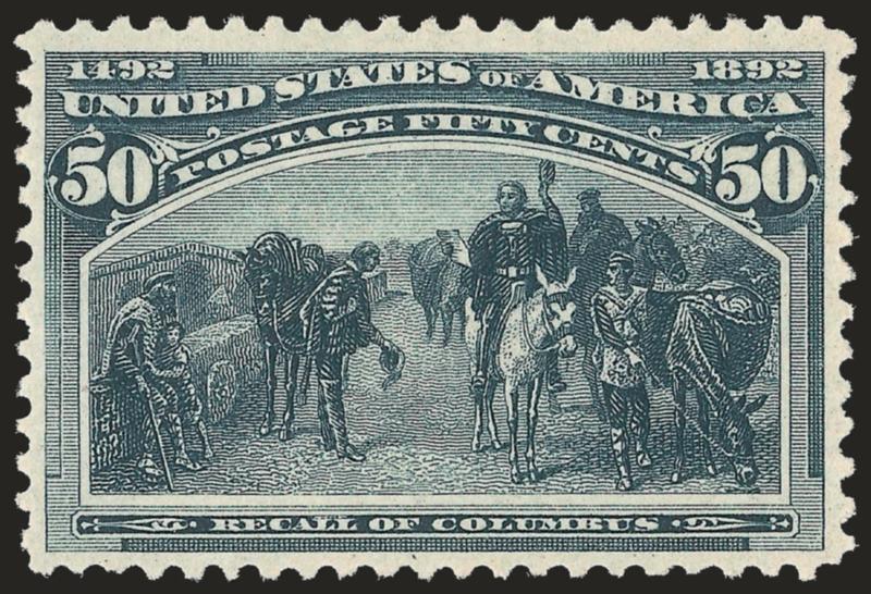 50c Columbian (240).> Original gum, lightly hinged, nicely centered, Very Fine, with 2009 P.F. certificate