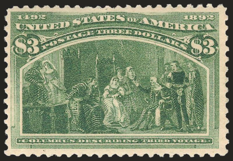 $3.00 Columbian (243).> Original gum, rich color on bright paper, fresh and Fine