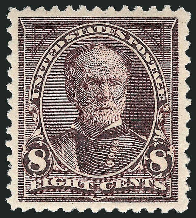 8c Violet Brown (257).> Mint N.H., wide and balanced margins, beautiful deep color, Extremely Fine, with 1991 P.F. certificate