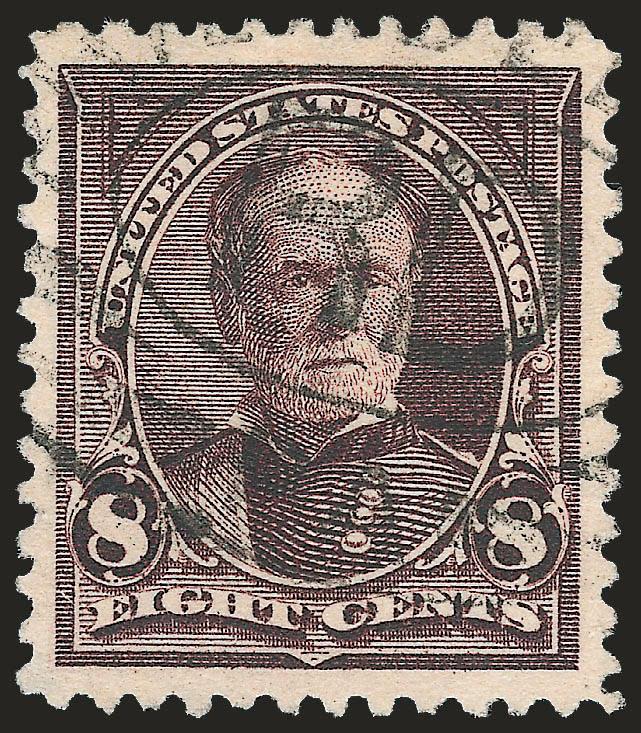 8c Violet Brown (257).> Gorgeous centering with Jumbo margins, deep rich color and proof-like impression on bright paper, neat strike of registry oval cancel, Extremely Fine Gem, with 2008 P.S.E. certificate
(XF-Superb 95 Jumbo SMQ $440.00 as 95, $1