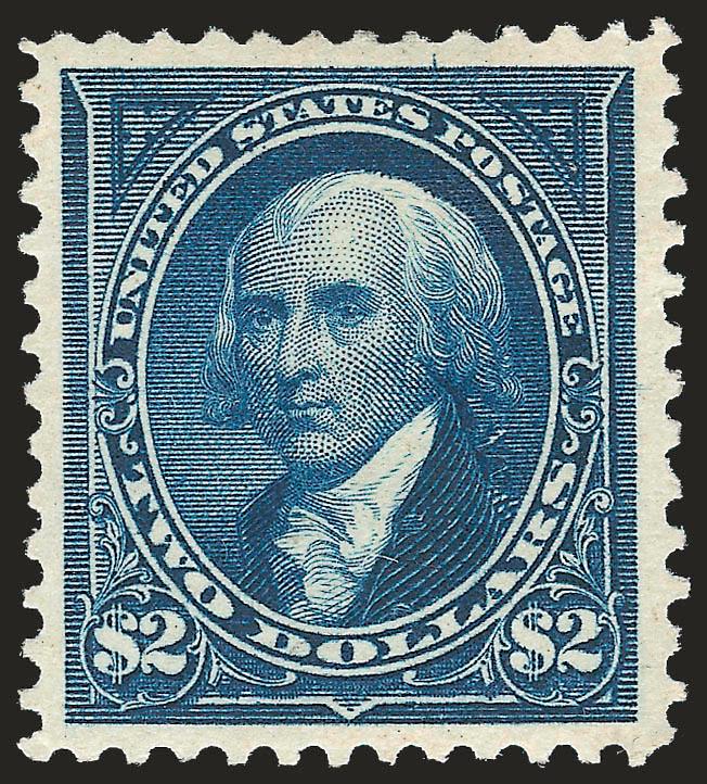 $2.00 Bright Blue (277).> Original gum, wide margins and choice centering, beautiful color and impression on fresh paper, Extremely Fine, with 2009 P.S.E. certificate (OGh, XF 90 SMQ $1,900.00), certainly on
the high side of the grade awarded