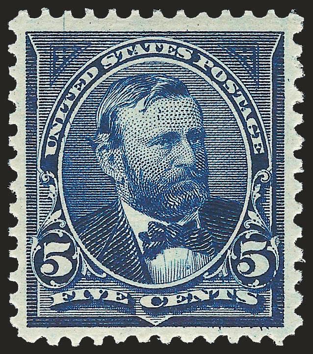 5c Dark Blue (281).> Mint N.H., deep rich color on bright paper, choice centering with wide margins, Extremely Fine, with 2007 P.S.E. certificate (XF 90 SMQ $310.00)