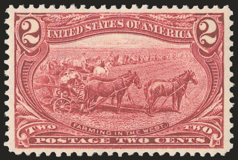 2c Trans-Mississippi (286).> Mint N.H., brilliant color, wide and balanced margins, Extremely Fine Gem, with 1991 P.F. and 2009 P.S.E. certificates (XF-Superb 95 SMQ $840.00)