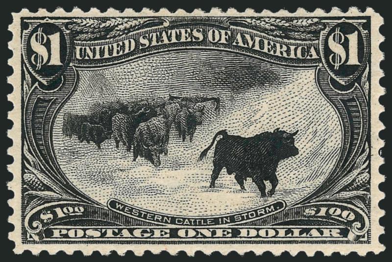 $1.00 Trans-Mississippi (292).> Original gum, lightly hinged, intense shade and impression, fresh and Very Fine, a pretty stamp