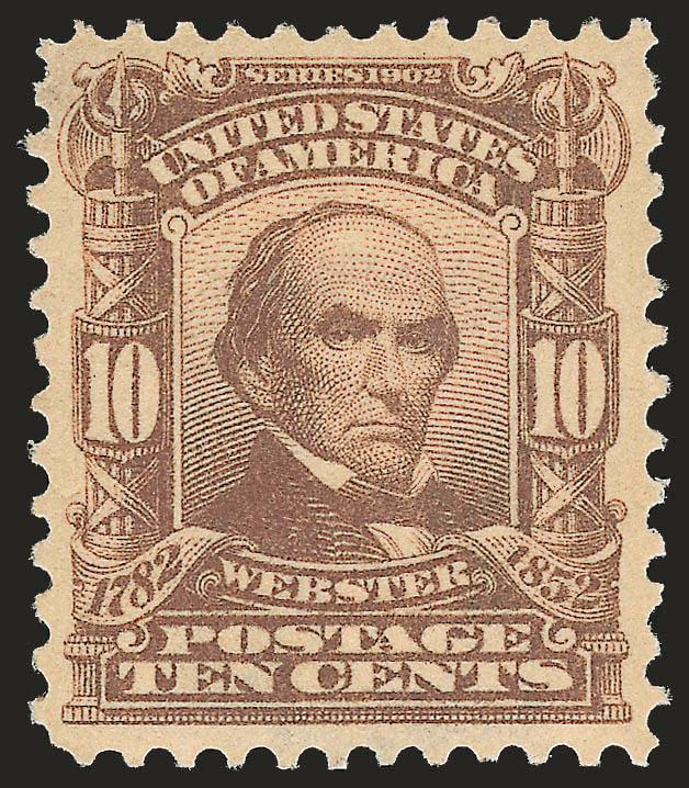 10c Pale Red Brown (307).> Mint N.H., unusually deep shade, well-proportioned margins, Extremely Fine, with 2009 P.S.E. certificate (XF 90 SMQ $480.00)