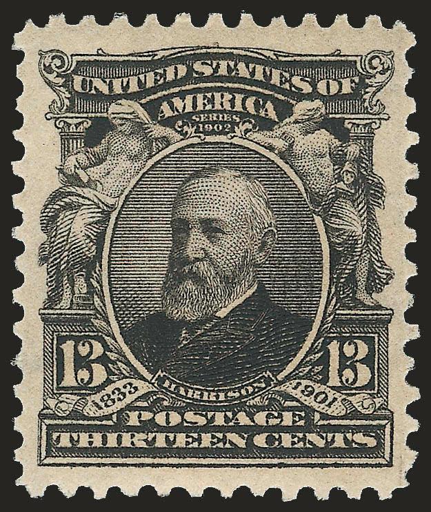 13c Purple Black (308).> Mint N.H., deep shade and proof-like impression, Jumbo margins, Extremely Fine Gem, a beautiful stamp, with 1992 P.F. and 2005 P.S.E. certificates (XF-Superb 95 Jumbo SMQ $960.00 as 95,
$3,250.00 as 98)
