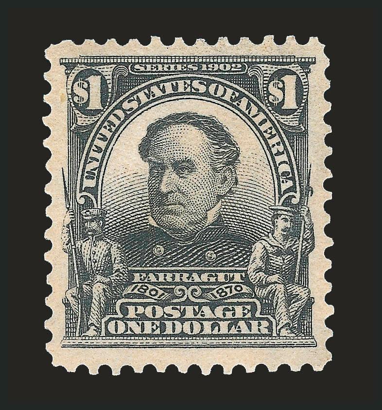 $1.00 Black (311).> Mint N.H., wide margins and exceptionally well-centered, very slightly toned (shows on back only), otherwise Extremely Fine, with 2002 P.F. certificate