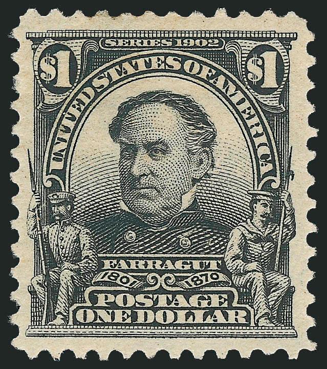 $1.00 Black (311).> Wonderfully well-centered with handsome wide margins, intense shade, Extremely Fine Gem, with 2009 P.S.E. certificate (OGph, XF-Superb 95 SMQ $1,300.00)