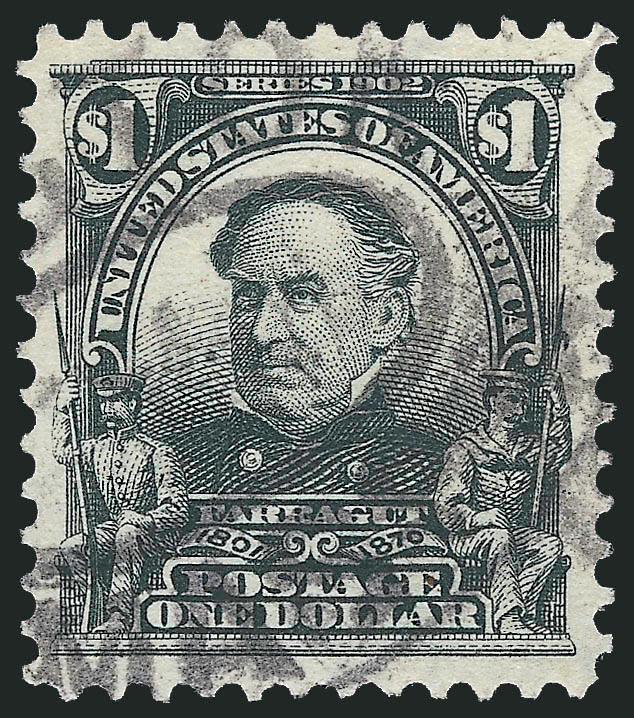 $1.00 Black (311).> Wide margins and well-centered, Boston oval cancel, Extremely Fine, with 2009 P.S.E. certificate (XF 90 SMQ $170.00)